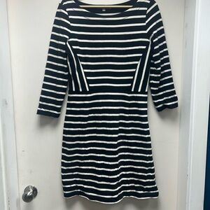 GAP Black and White Striped Long Sleeved Sweater Dress